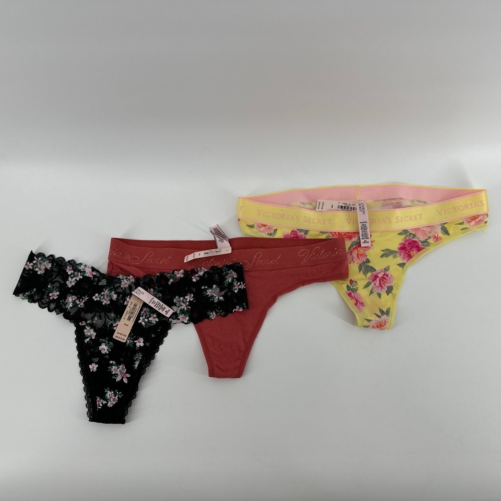 Victoria Secret Thong String Panties 3 Pair Size Medium New With Tags